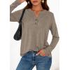 imagePRETTYGARDEN Long Sleeve Shirts for Women 2026 Spring Fashion Clothing Henley Tops Trendy Dressy Casual Blouses Work OutfitsKhaki