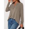 imagePRETTYGARDEN Long Sleeve Shirts for Women 2026 Spring Fashion Clothing Henley Tops Trendy Dressy Casual Blouses Work OutfitsKhaki
