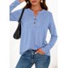 imagePRETTYGARDEN Long Sleeve Shirts for Women 2026 Spring Fashion Clothing Henley Tops Trendy Dressy Casual Blouses Work OutfitsLight Blue