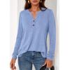 imagePRETTYGARDEN Long Sleeve Shirts for Women 2026 Spring Fashion Clothing Henley Tops Trendy Dressy Casual Blouses Work OutfitsLight Blue
