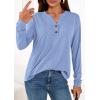 imagePRETTYGARDEN Long Sleeve Shirts for Women 2026 Spring Fashion Clothing Henley Tops Trendy Dressy Casual Blouses Work OutfitsLight Blue