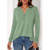 imagePRETTYGARDEN Long Sleeve Shirts for Women 2026 Spring Fashion Clothing Henley Tops Trendy Dressy Casual Blouses Work OutfitsLight Green