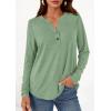 imagePRETTYGARDEN Long Sleeve Shirts for Women 2026 Spring Fashion Clothing Henley Tops Trendy Dressy Casual Blouses Work OutfitsLight Green