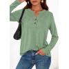 imagePRETTYGARDEN Long Sleeve Shirts for Women 2026 Spring Fashion Clothing Henley Tops Trendy Dressy Casual Blouses Work OutfitsLight Green