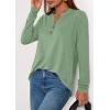 imagePRETTYGARDEN Long Sleeve Shirts for Women 2026 Spring Fashion Clothing Henley Tops Trendy Dressy Casual Blouses Work OutfitsLight Green