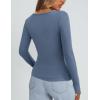 imagePRETTYGARDEN Long Sleeve Shirts for Women Spring 2026 Ribbed Basic Tees Scoop Neck Trendy Going Out Tops Fashion ClothingBlue Grey