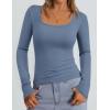 imagePRETTYGARDEN Long Sleeve Shirts for Women Spring 2026 Ribbed Basic Tees Scoop Neck Trendy Going Out Tops Fashion ClothingBlue Grey