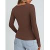 imagePRETTYGARDEN Long Sleeve Shirts for Women Spring 2026 Ribbed Basic Tees Scoop Neck Trendy Going Out Tops Fashion ClothingBrown
