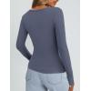 imagePRETTYGARDEN Long Sleeve Shirts for Women Spring 2026 Ribbed Basic Tees Scoop Neck Trendy Going Out Tops Fashion ClothingDark Dusty Blue