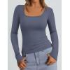 imagePRETTYGARDEN Long Sleeve Shirts for Women Spring 2026 Ribbed Basic Tees Scoop Neck Trendy Going Out Tops Fashion ClothingDark Dusty Blue