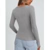 imagePRETTYGARDEN Long Sleeve Shirts for Women Spring 2026 Ribbed Basic Tees Scoop Neck Trendy Going Out Tops Fashion ClothingGrey