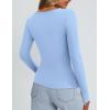 imagePRETTYGARDEN Long Sleeve Shirts for Women Spring 2026 Ribbed Basic Tees Scoop Neck Trendy Going Out Tops Fashion ClothingLight Blue