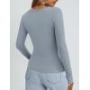 imagePRETTYGARDEN Long Sleeve Shirts for Women Spring 2026 Ribbed Basic Tees Scoop Neck Trendy Going Out Tops Fashion ClothingLight Grey