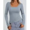imagePRETTYGARDEN Long Sleeve Shirts for Women Spring 2026 Ribbed Basic Tees Scoop Neck Trendy Going Out Tops Fashion ClothingLight Grey