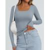 imagePRETTYGARDEN Long Sleeve Shirts for Women Spring 2026 Ribbed Basic Tees Scoop Neck Trendy Going Out Tops Fashion ClothingLight Grey