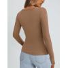 imagePRETTYGARDEN Long Sleeve Shirts for Women Spring 2026 Ribbed Basic Tees Scoop Neck Trendy Going Out Tops Fashion ClothingLight Khaki
