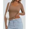 imagePRETTYGARDEN Long Sleeve Shirts for Women Spring 2026 Ribbed Basic Tees Scoop Neck Trendy Going Out Tops Fashion ClothingLight Khaki