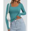 imagePRETTYGARDEN Long Sleeve Shirts for Women Spring 2026 Ribbed Basic Tees Scoop Neck Trendy Going Out Tops Fashion ClothingMalachite Green