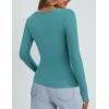 imagePRETTYGARDEN Long Sleeve Shirts for Women Spring 2026 Ribbed Basic Tees Scoop Neck Trendy Going Out Tops Fashion ClothingMalachite Green