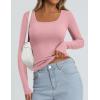 imagePRETTYGARDEN Long Sleeve Shirts for Women Spring 2026 Ribbed Basic Tees Scoop Neck Trendy Going Out Tops Fashion ClothingPink