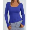 imagePRETTYGARDEN Long Sleeve Shirts for Women Spring 2026 Ribbed Basic Tees Scoop Neck Trendy Going Out Tops Fashion ClothingRoyal Blue
