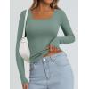 imagePRETTYGARDEN Long Sleeve Shirts for Women Spring 2026 Ribbed Basic Tees Scoop Neck Trendy Going Out Tops Fashion ClothingSage Green