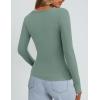 imagePRETTYGARDEN Long Sleeve Shirts for Women Spring 2026 Ribbed Basic Tees Scoop Neck Trendy Going Out Tops Fashion ClothingSage Green