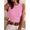 imagePRETTYGARDEN Sleeveless Tops for Women 2026 Summer Ribbed Tank Top Fitted Shirts Basic Tees Cute Spring Going Out Y2k ClothesLight Pink