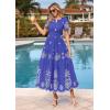 imagePRETTYGARDEN Summer Dresses for Women 2026 Floral Boho Maxi Spring Casual Short Sleeve V Neck Elastic Waist Dress PocketsRoyal Blue White Flower