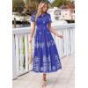 imagePRETTYGARDEN Summer Dresses for Women 2026 Floral Boho Maxi Spring Casual Short Sleeve V Neck Elastic Waist Dress PocketsRoyal Blue White Flower