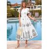 imagePRETTYGARDEN Summer Dresses for Women 2026 Floral Boho Maxi Spring Casual Short Sleeve V Neck Elastic Waist Dress PocketsWhite Black Flower
