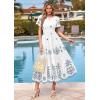 imagePRETTYGARDEN Summer Dresses for Women 2026 Floral Boho Maxi Spring Casual Short Sleeve V Neck Elastic Waist Dress PocketsWhite Blue Grey Flower