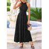 imagePRETTYGARDEN Summer Halter Dresses for Women 2026 Vacation Outfits Sleeveless Polka Dot Sundress Wedding Guest Maxi DressDot Black White