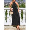 imagePRETTYGARDEN Summer Halter Dresses for Women 2026 Vacation Outfits Sleeveless Polka Dot Sundress Wedding Guest Maxi DressDot Black White