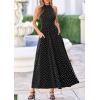 imagePRETTYGARDEN Summer Halter Dresses for Women 2026 Vacation Outfits Sleeveless Polka Dot Sundress Wedding Guest Maxi DressDot Black White