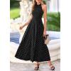 imagePRETTYGARDEN Summer Halter Dresses for Women 2026 Vacation Outfits Sleeveless Polka Dot Sundress Wedding Guest Maxi DressDot Black White