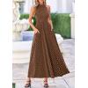 imagePRETTYGARDEN Summer Halter Dresses for Women 2026 Vacation Outfits Sleeveless Polka Dot Sundress Wedding Guest Maxi DressDot Brown Apricot