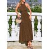 imagePRETTYGARDEN Summer Halter Dresses for Women 2026 Vacation Outfits Sleeveless Polka Dot Sundress Wedding Guest Maxi DressDot Brown Apricot