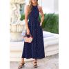imagePRETTYGARDEN Summer Halter Dresses for Women 2026 Vacation Outfits Sleeveless Polka Dot Sundress Wedding Guest Maxi DressDot Dark Blue White