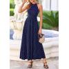 imagePRETTYGARDEN Summer Halter Dresses for Women 2026 Vacation Outfits Sleeveless Polka Dot Sundress Wedding Guest Maxi DressDot Dark Blue White