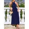 imagePRETTYGARDEN Summer Halter Dresses for Women 2026 Vacation Outfits Sleeveless Polka Dot Sundress Wedding Guest Maxi DressDot Dark Blue White