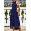 imagePRETTYGARDEN Summer Halter Dresses for Women 2026 Vacation Outfits Sleeveless Polka Dot Sundress Wedding Guest Maxi DressDot Dark Blue White