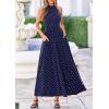 imagePRETTYGARDEN Summer Halter Dresses for Women 2026 Vacation Outfits Sleeveless Polka Dot Sundress Wedding Guest Maxi DressDot Dark Blue White