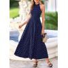 imagePRETTYGARDEN Summer Halter Dresses for Women 2026 Vacation Outfits Sleeveless Polka Dot Sundress Wedding Guest Maxi DressDot Dark Blue White
