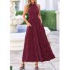 imagePRETTYGARDEN Summer Halter Dresses for Women 2026 Vacation Outfits Sleeveless Polka Dot Sundress Wedding Guest Maxi DressDot Red White