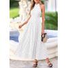 imagePRETTYGARDEN Summer Halter Dresses for Women 2026 Vacation Outfits Sleeveless Polka Dot Sundress Wedding Guest Maxi DressDot White Black