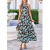 imagePRETTYGARDEN Summer Halter Dresses for Women 2026 Vacation Outfits Sleeveless Polka Dot Sundress Wedding Guest Maxi DressFloral Brown Blue
