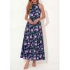 imagePRETTYGARDEN Summer Halter Dresses for Women 2026 Vacation Outfits Sleeveless Polka Dot Sundress Wedding Guest Maxi DressFloral Dark Blue Purple