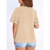 imagePRETTYGARDEN Summer Tops for Women 2026 Lace Short Sleeve TShirts Casual Blouses Spring Fashion Clothes Vacation OutfitsBeige