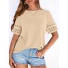 imagePRETTYGARDEN Summer Tops for Women 2026 Lace Short Sleeve TShirts Casual Blouses Spring Fashion Clothes Vacation OutfitsBeige